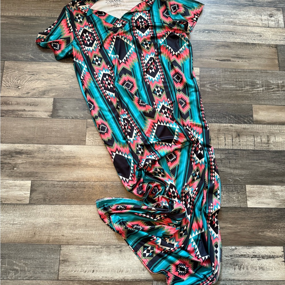Multicolor Geometric Print Women's Dress